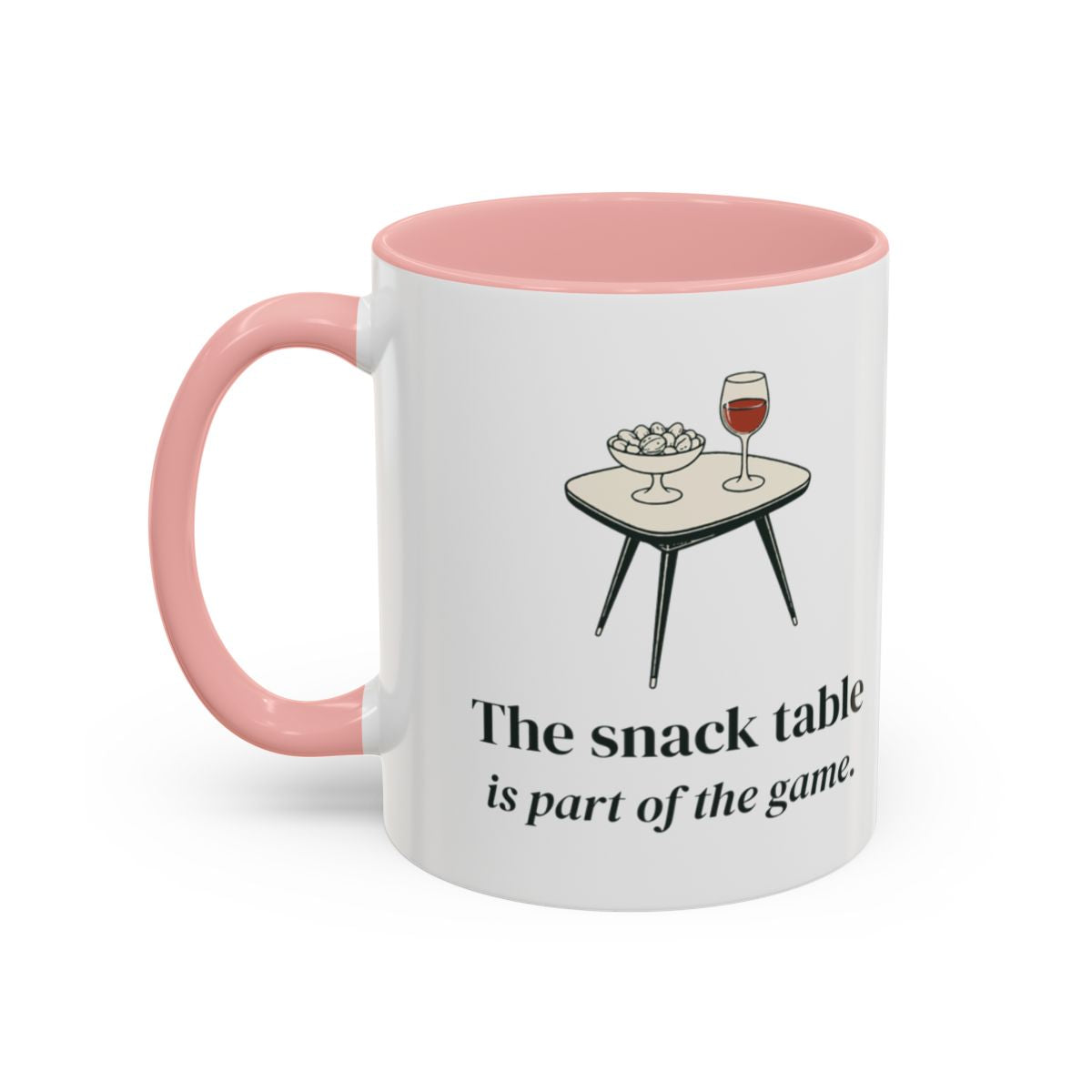 The Snack Table Mug in Pink, left side