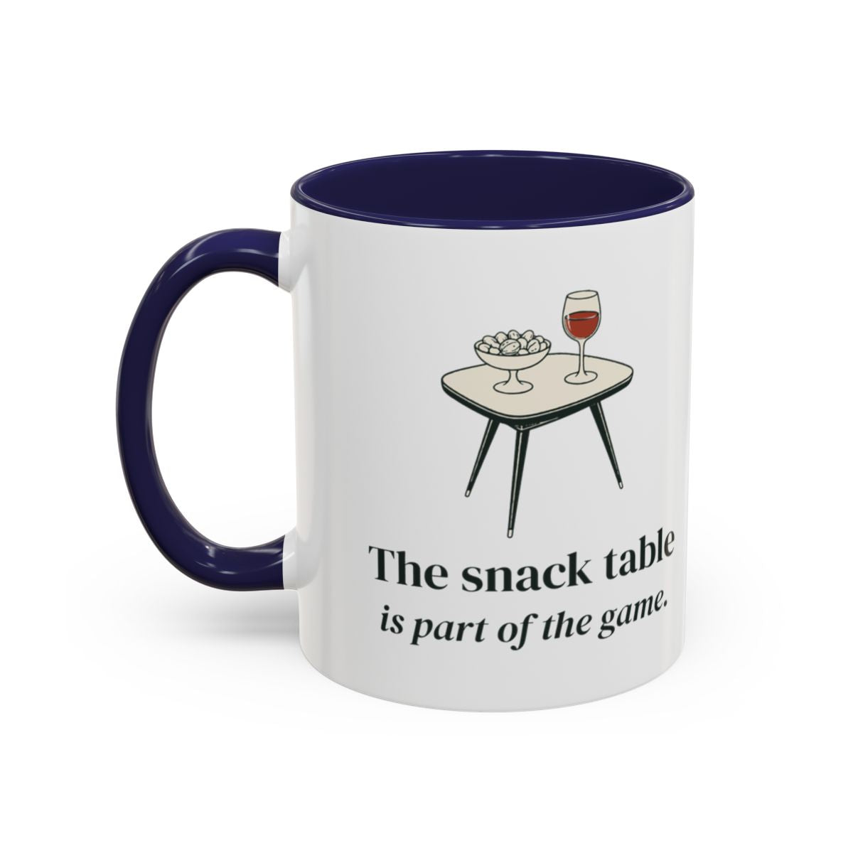 The Snack Table Mug in Navy, left side
