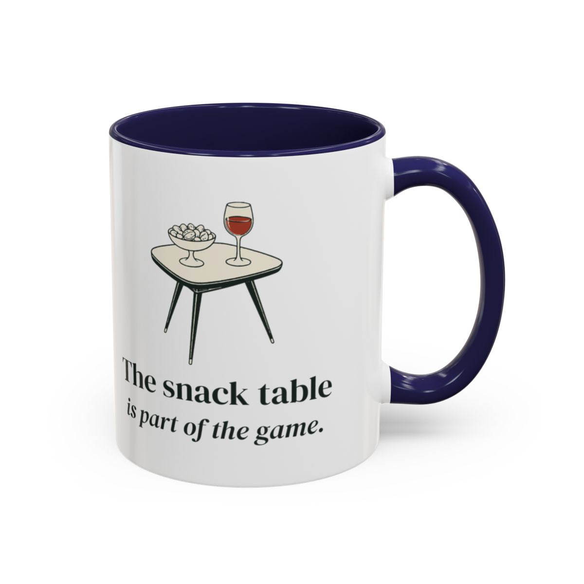 The Snack Table Mug in Navy, right side
