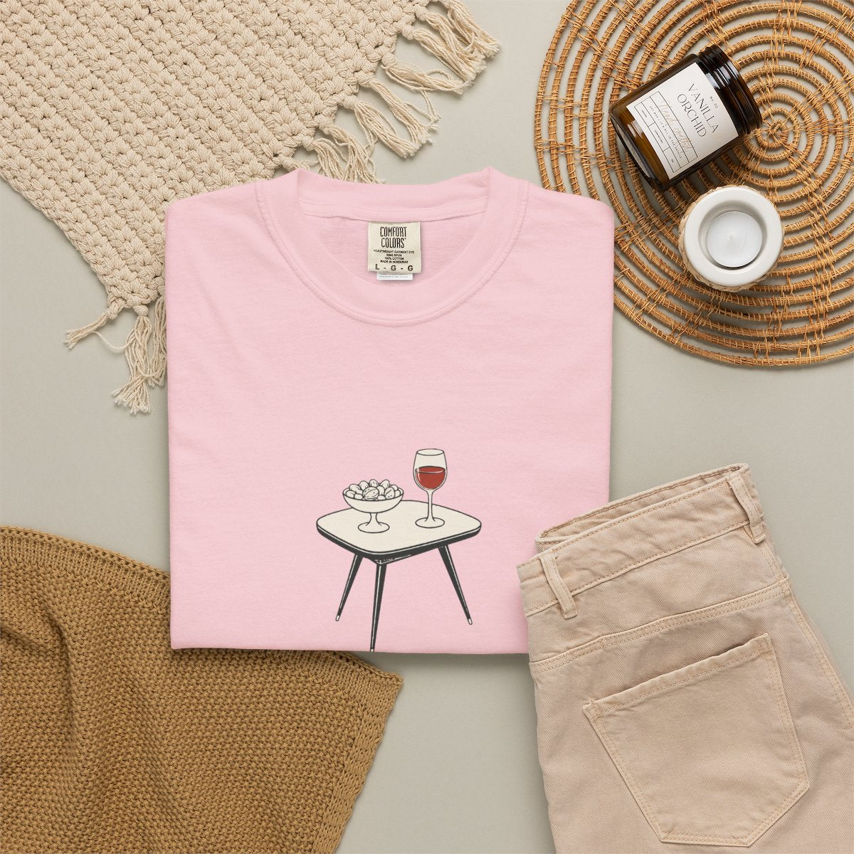 The Snack Table Tee in Blossom, fabric and print detail