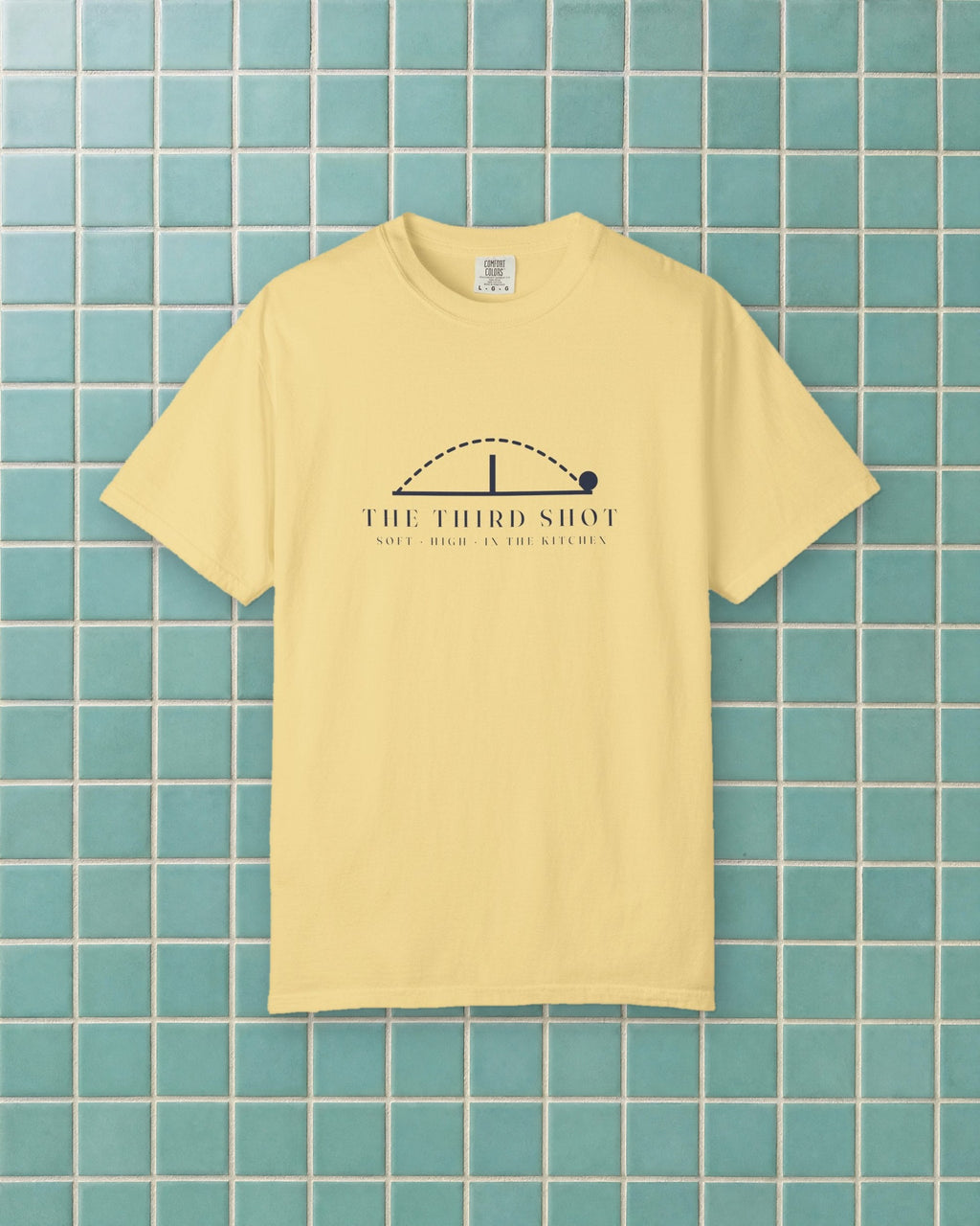 The Third Shot Tee in Butter, styled
