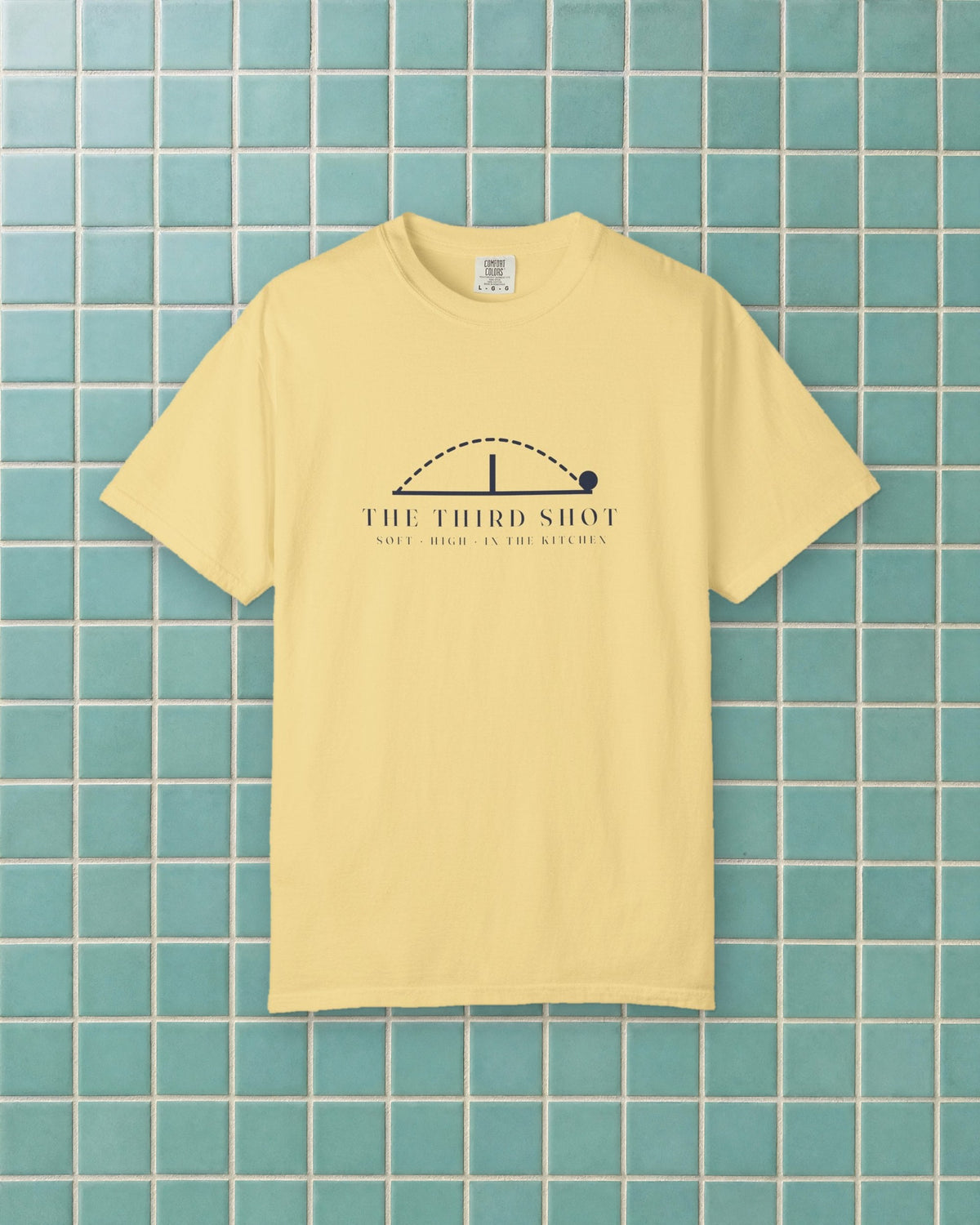 The Third Shot Tee in Butter, styled