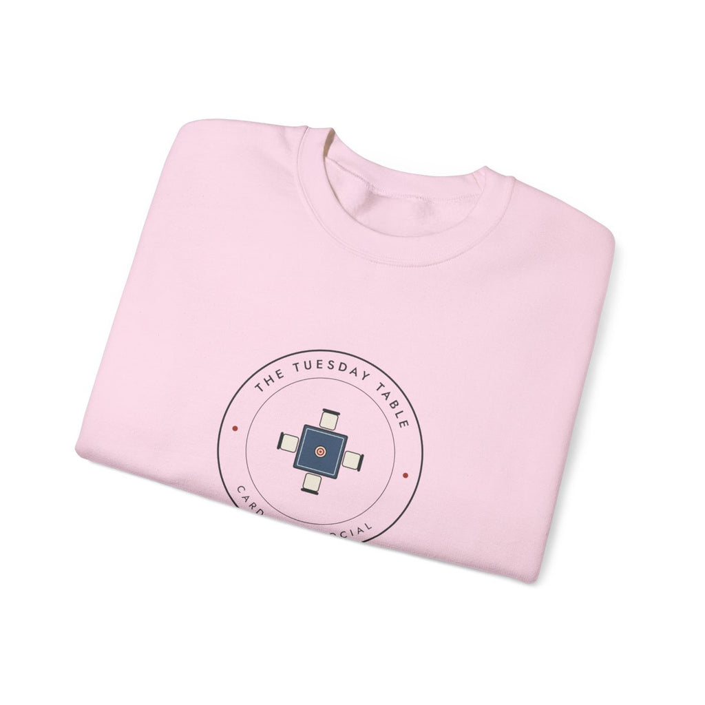 The Tuesday Table Crewneck in Light Pink, folded