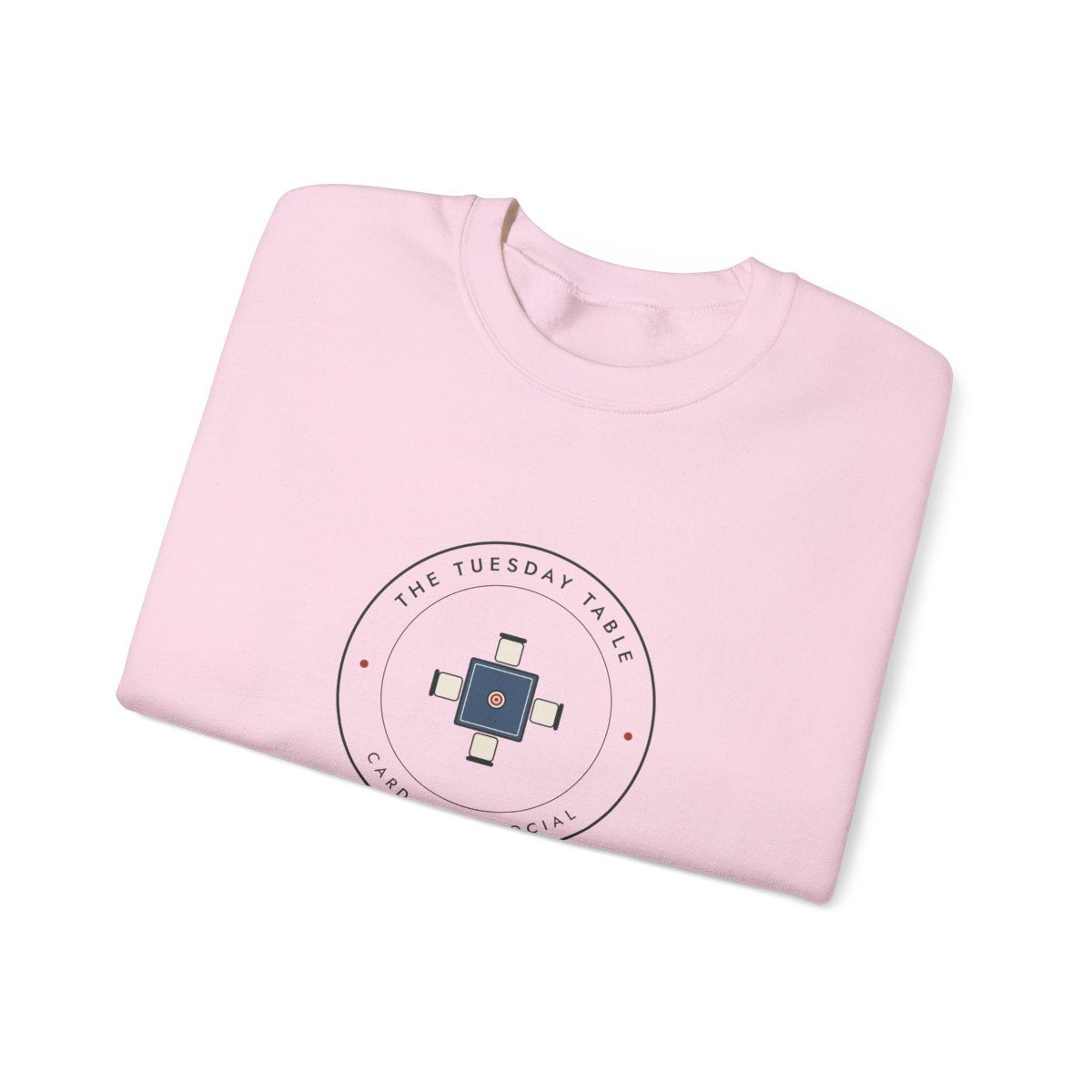 The Tuesday Table Crewneck in Light Pink, folded