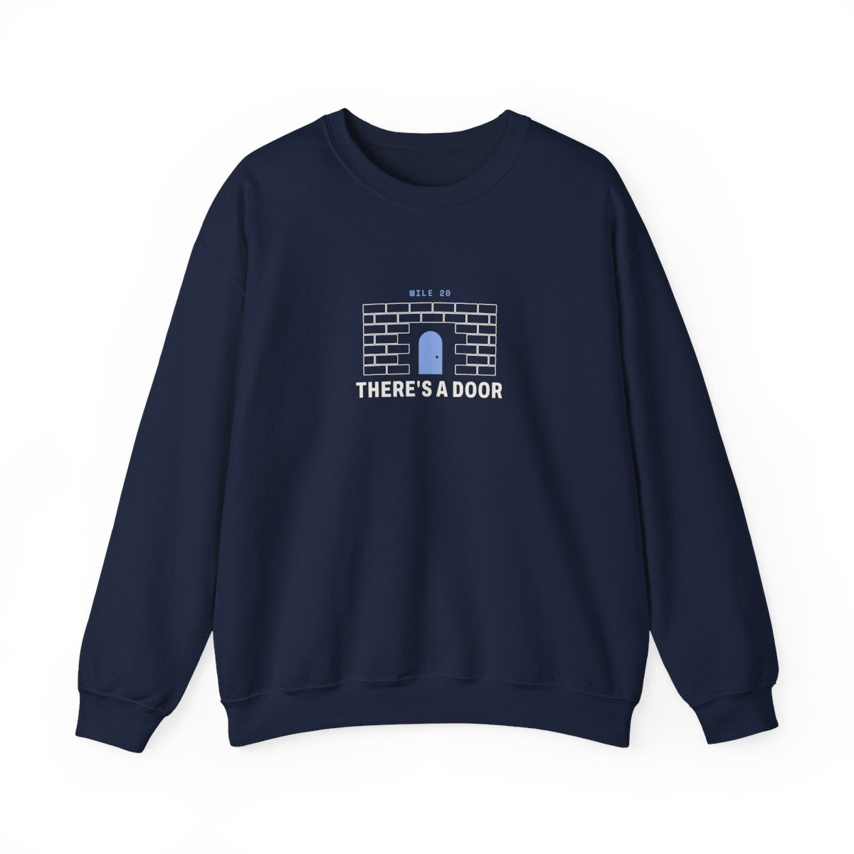 There's a Door Crewneck in Navy, front view