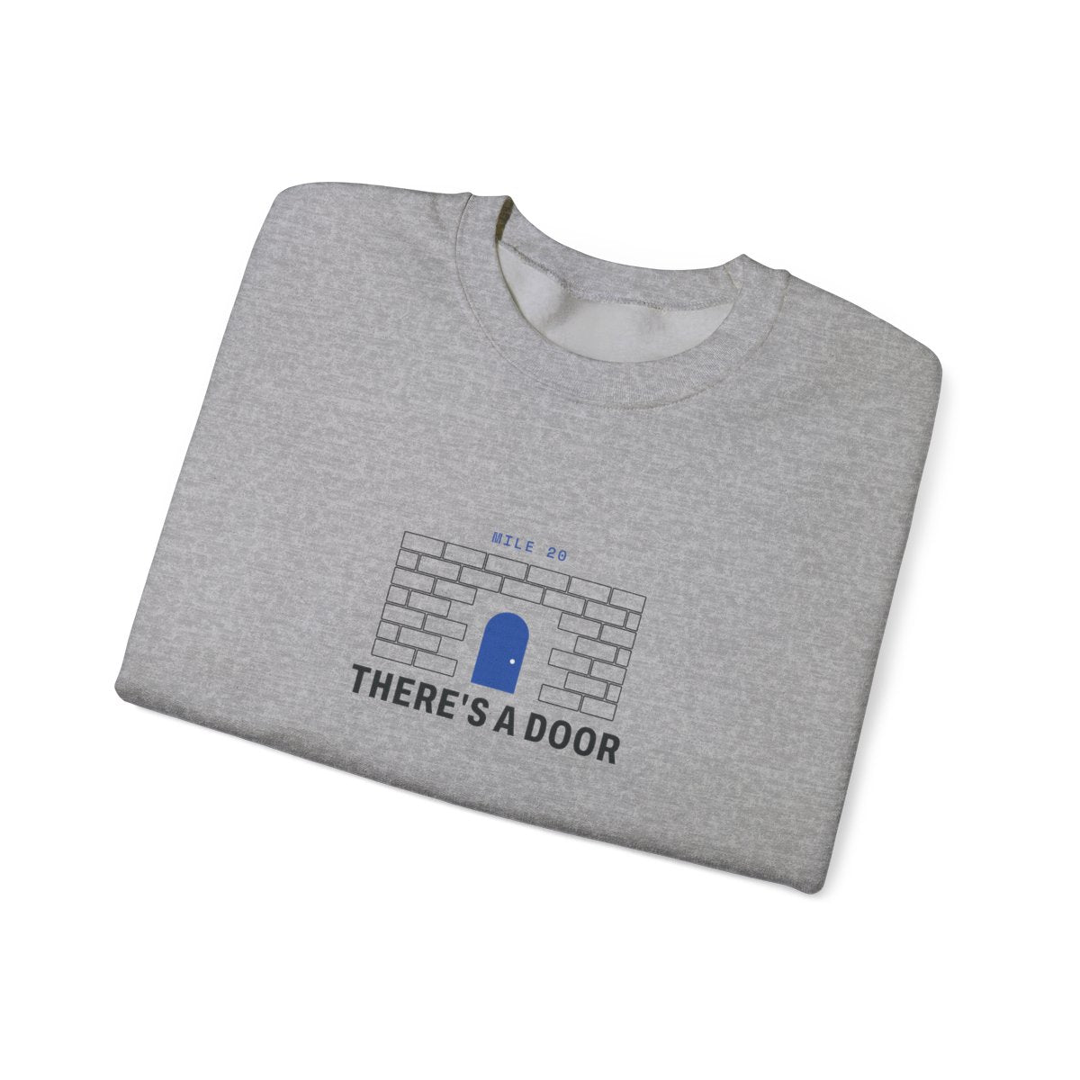There's a Door Crewneck in Sport Grey, folded