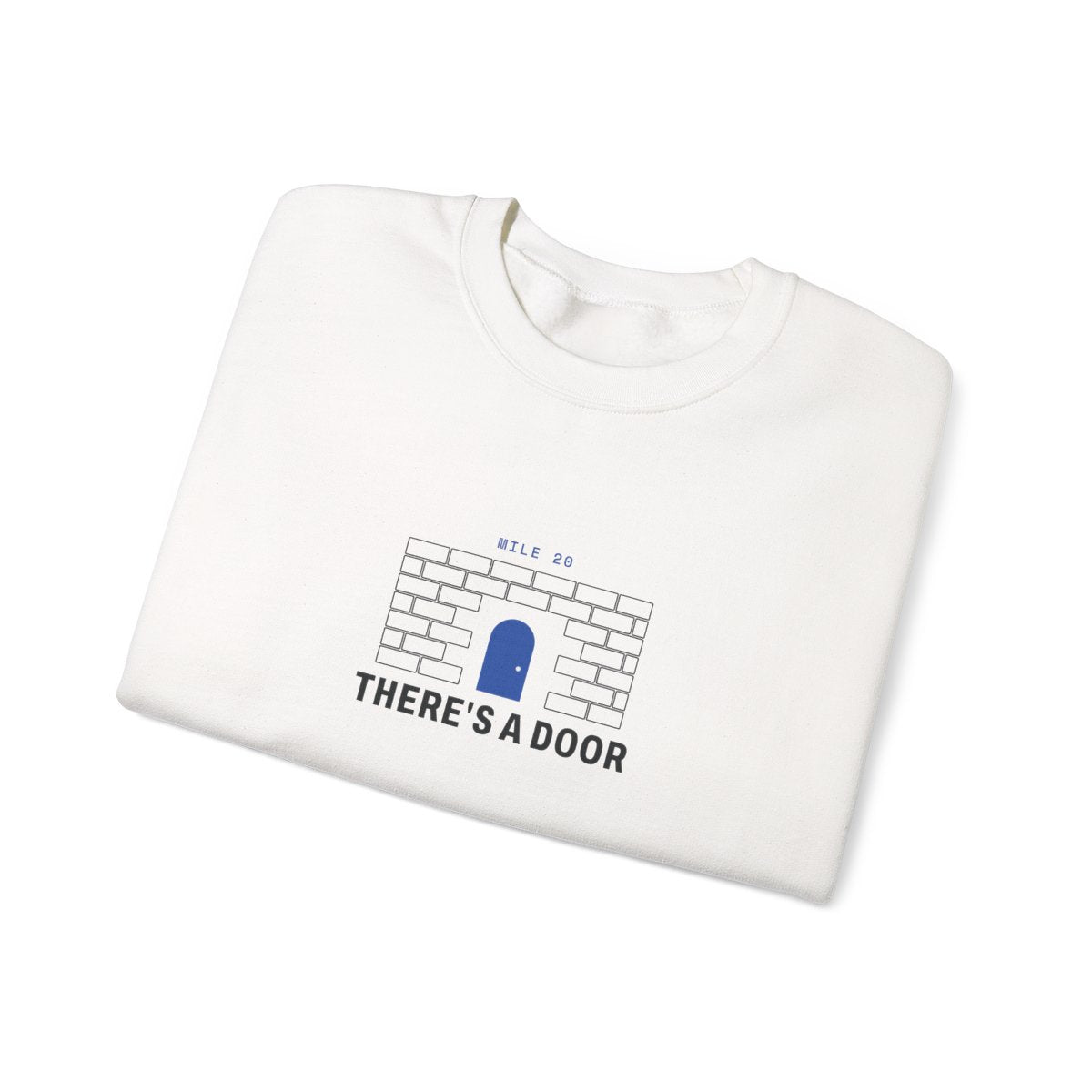 There's a Door Crewneck in White, folded