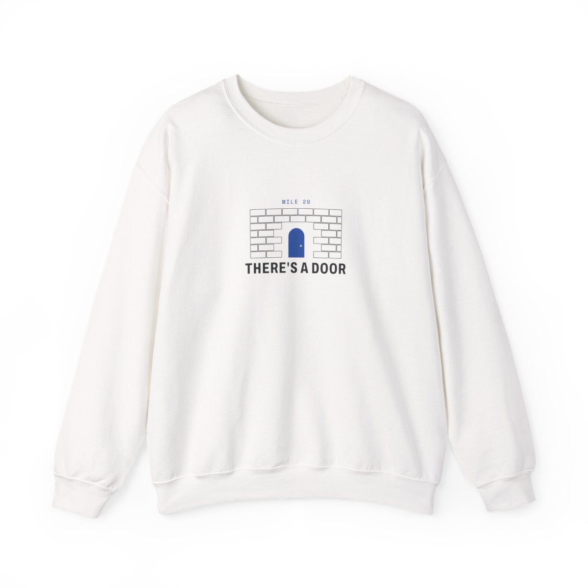 There's a Door Crewneck in White, front view
