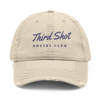 Third Shot Script Dad Hat in Khaki, front view