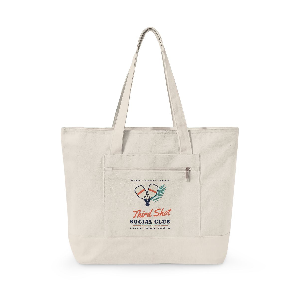 Third Shot Social Club Tote in Natural, front view