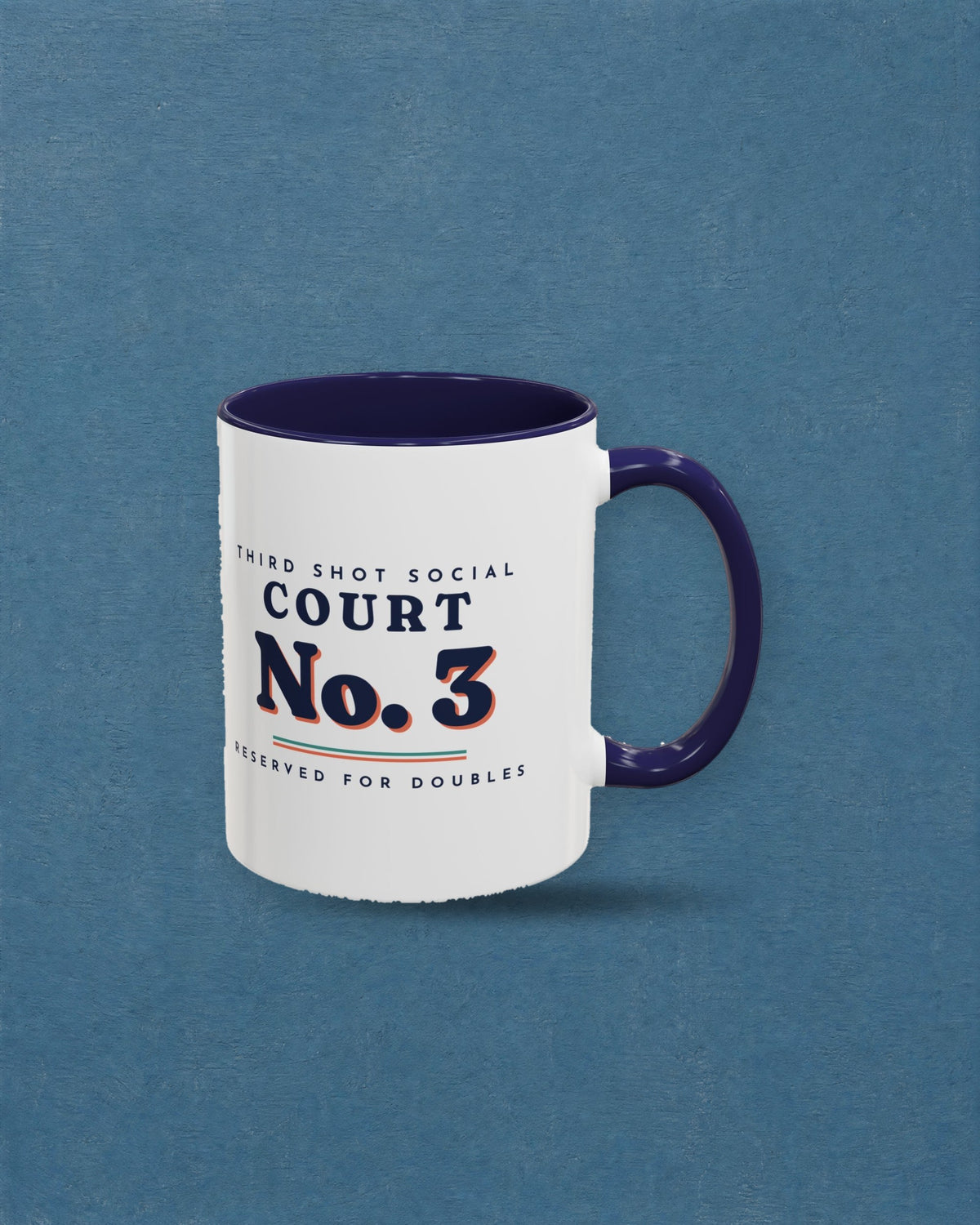 Court No. 3 Mug in Navy, styled
