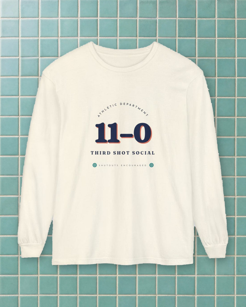 11–0 Athletic Department Long Sleeve Tee in Ivory, styled