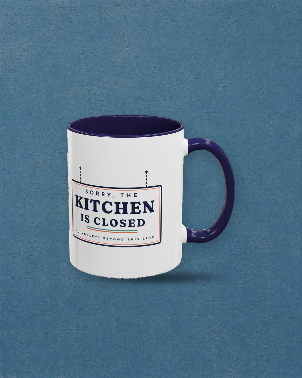Kitchen Closed Mug in Navy, styled