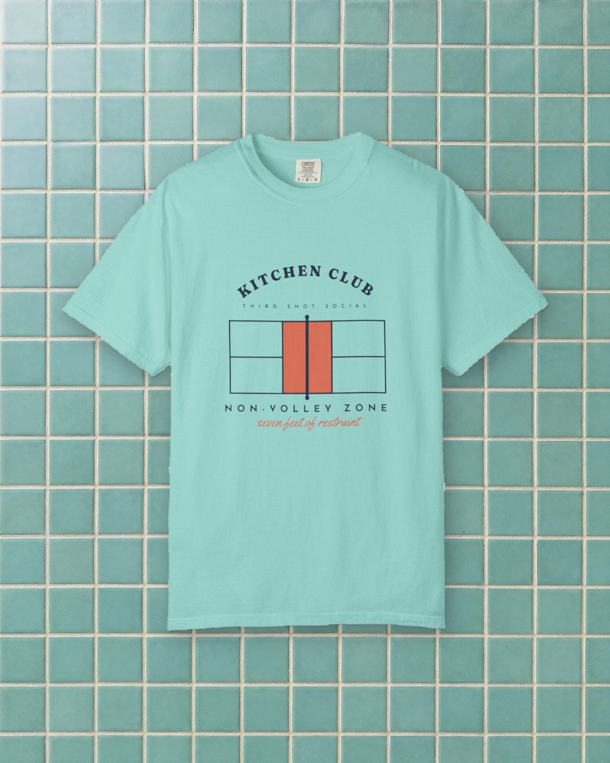 Kitchen Club Tee in Chalky Mint, styled