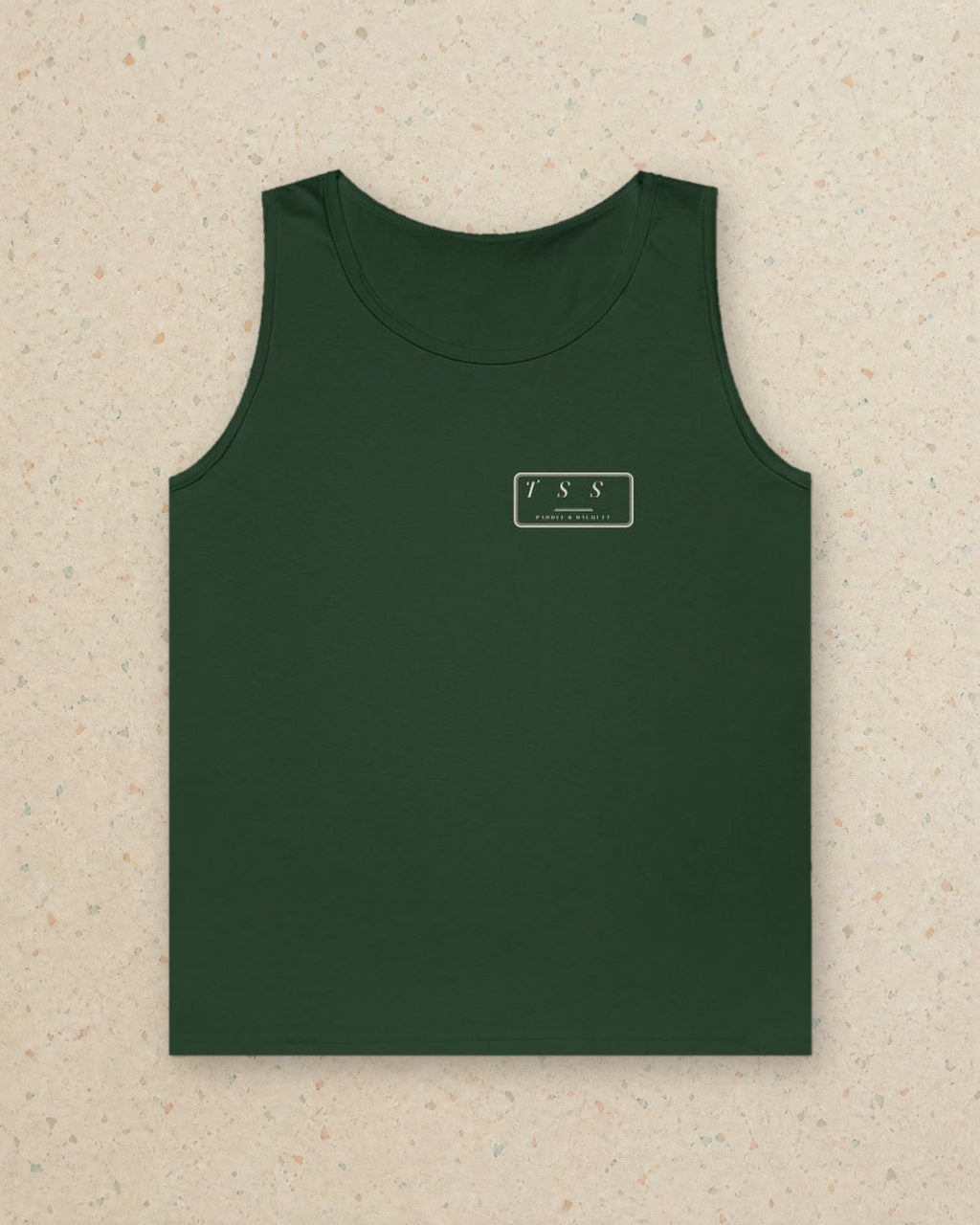 Monogram Shield Tank in Forest Green, styled