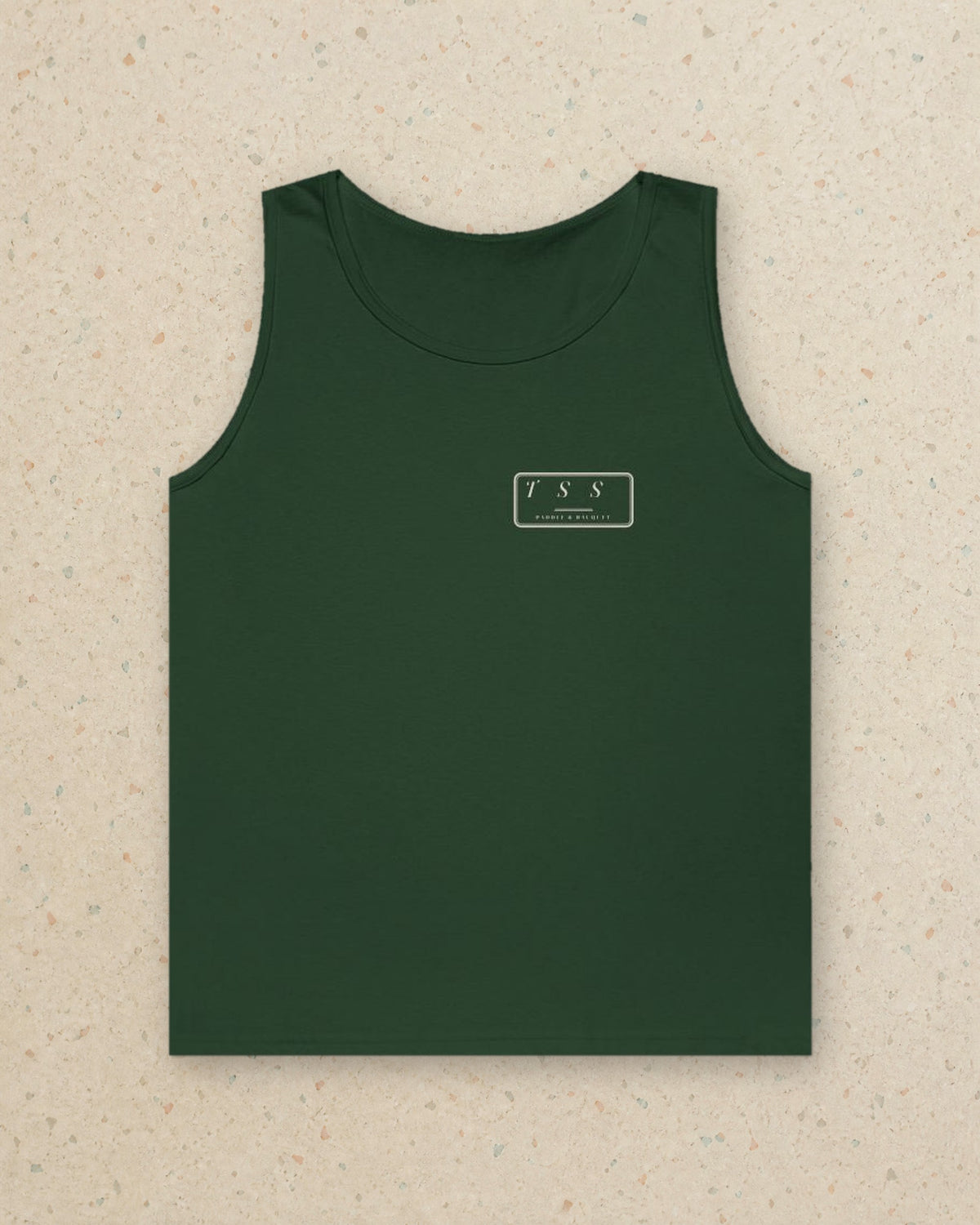 Monogram Shield Tank in Forest Green, styled