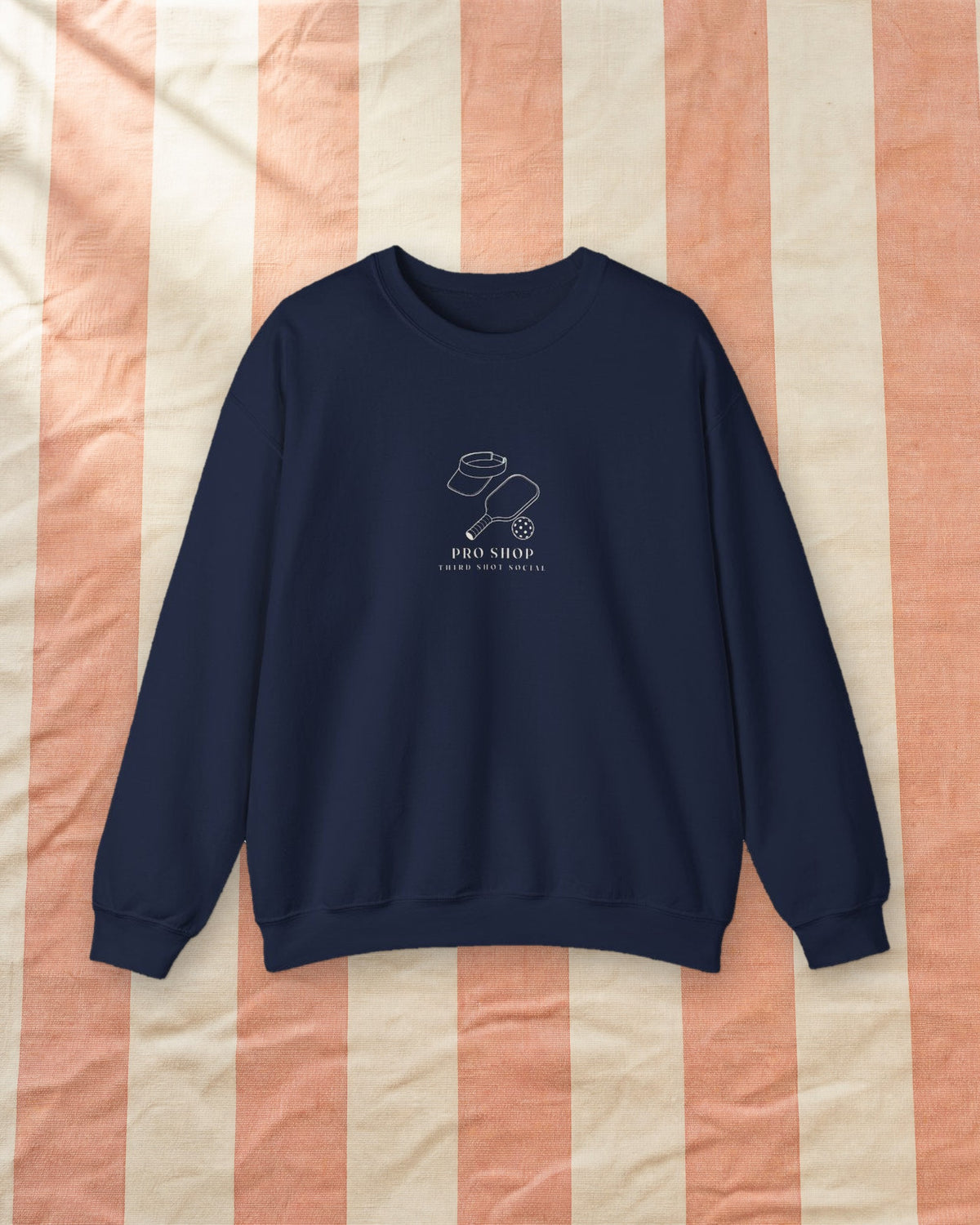 Pro Shop Still Life Crewneck in Navy, styled