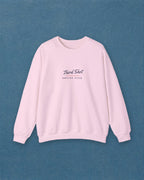 Social Club Script Crewneck in Light Pink, styled