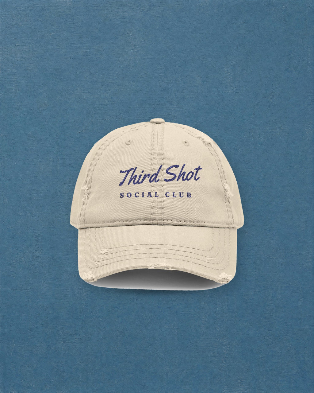 Third Shot Script Dad Hat in Khaki, styled