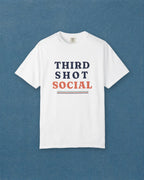 Third Shot Social Stacked Tee in White, styled