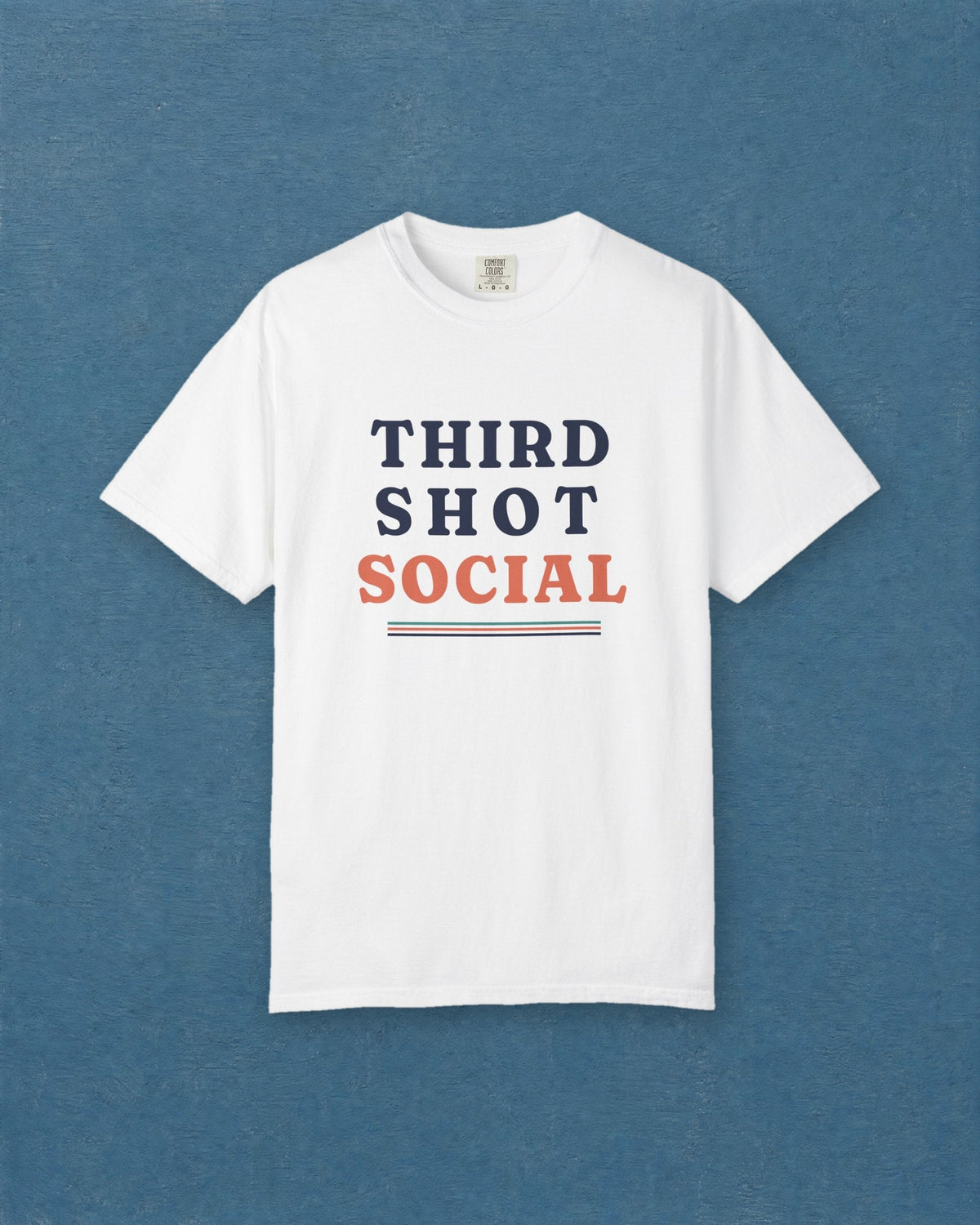 Third Shot Social Stacked Tee in White, styled