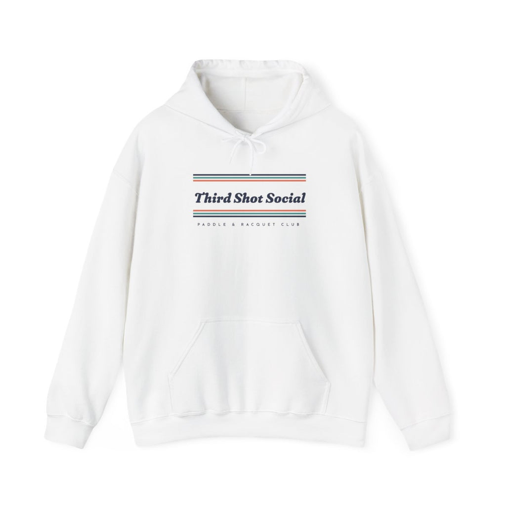 Third Shot Social Stripe Hoodie in White, front view