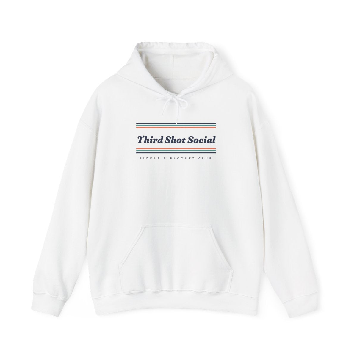 Third Shot Social Stripe Hoodie in White, front view