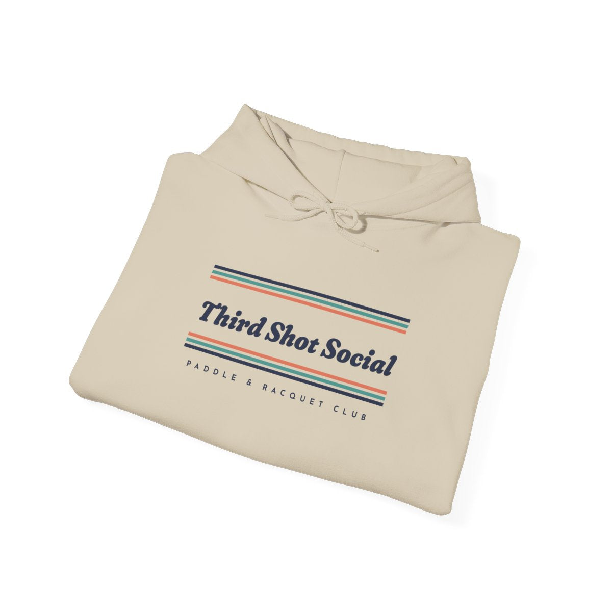 Third Shot Social Stripe Hoodie in Sand, folded
