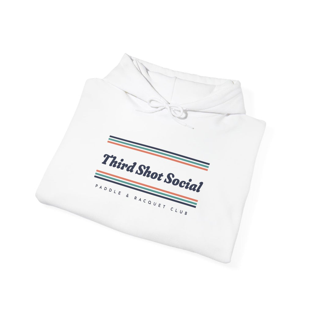 Third Shot Social Stripe Hoodie in White, folded