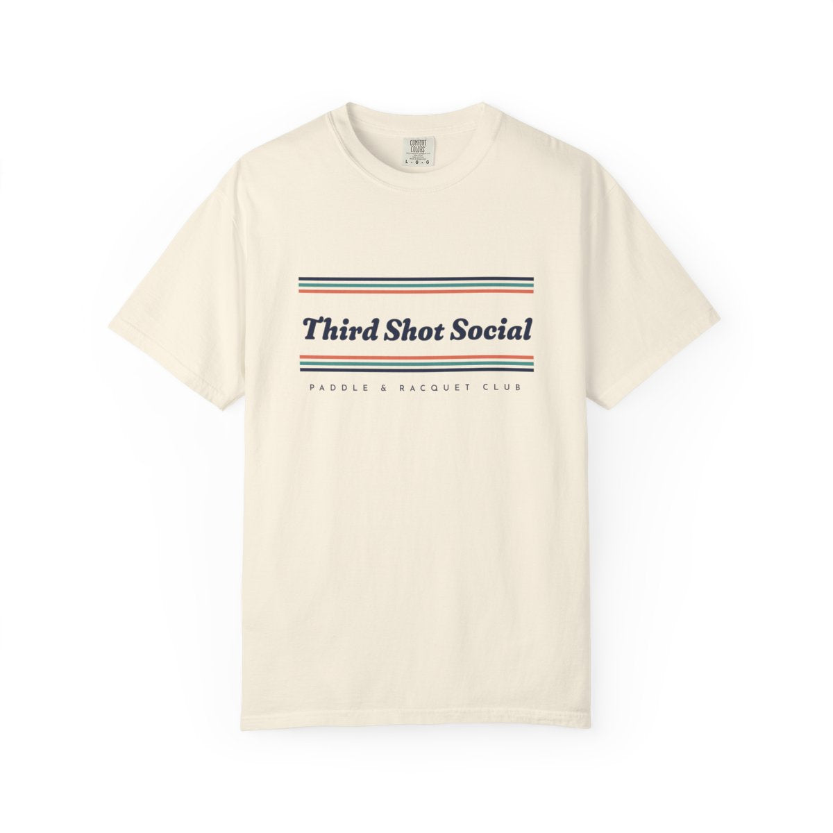 Third Shot Social Stripe Tee in Ivory, front view