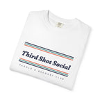 Third Shot Social Stripe Tee in White, folded