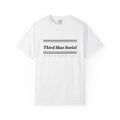 Third Shot Social Stripe Tee in White, front view
