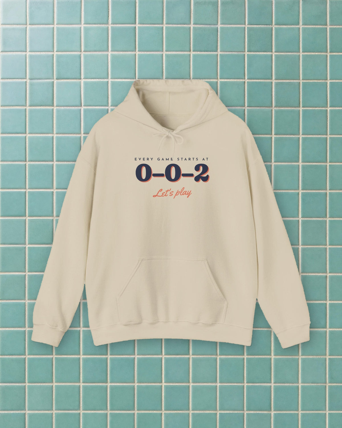 0–0–2 Hoodie in Sand, styled