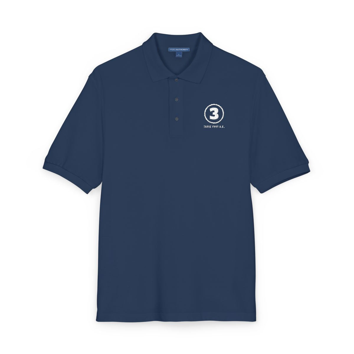 Three Putt A.C. Polo in Navy, embroidery close-up
