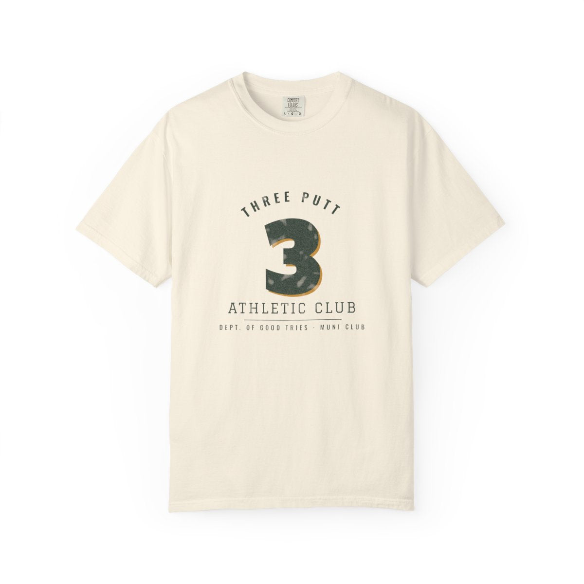 Three Putt Athletic Club Tee in Ivory, front view