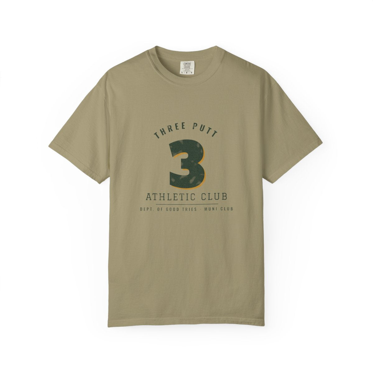 Three Putt Athletic Club Tee in Khaki, front view
