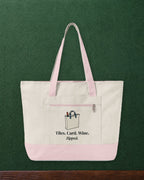 Tiles, Card, Wine Mahj Bag in Natural/Light Pink, styled