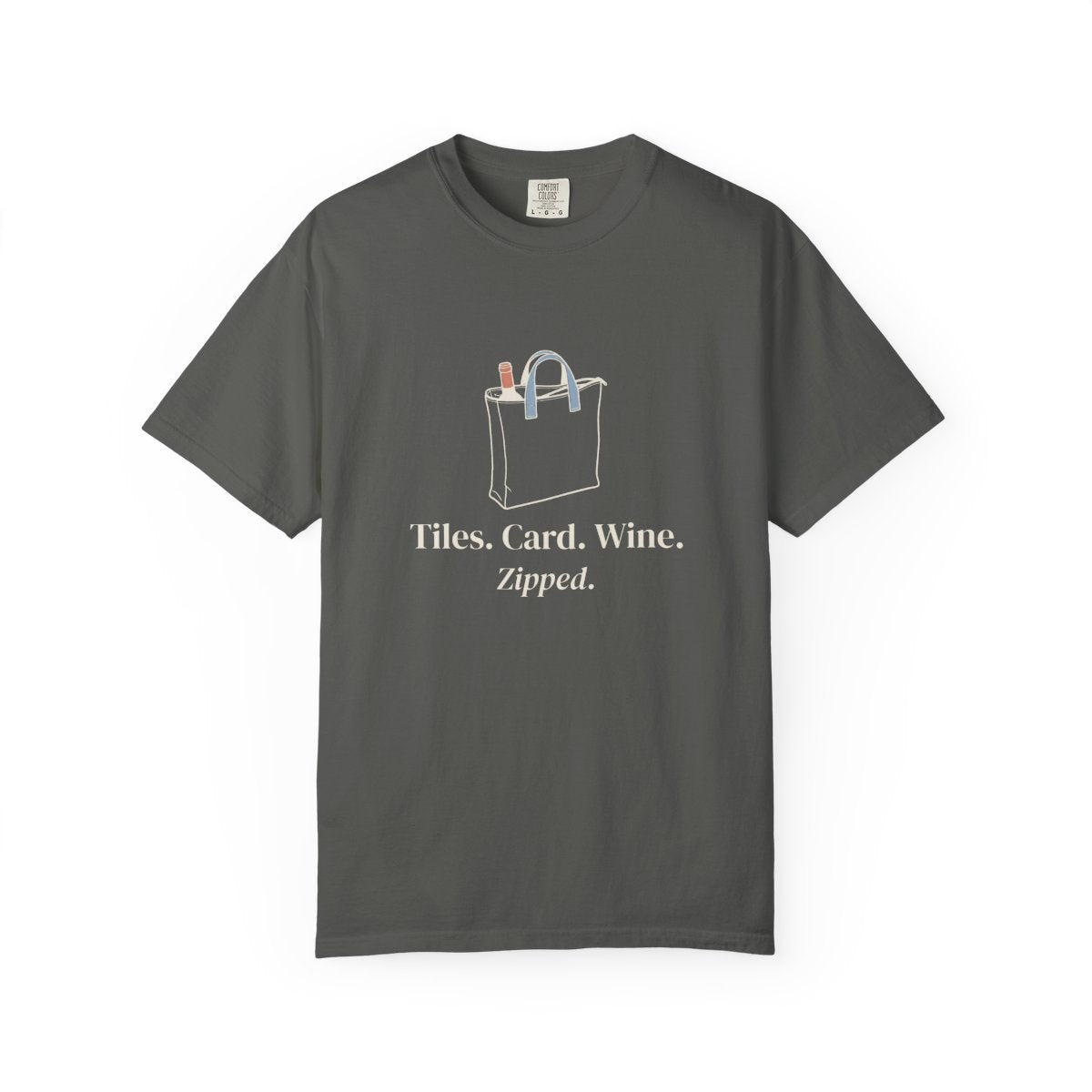 Tiles, Card, Wine Tee in Pepper, front view