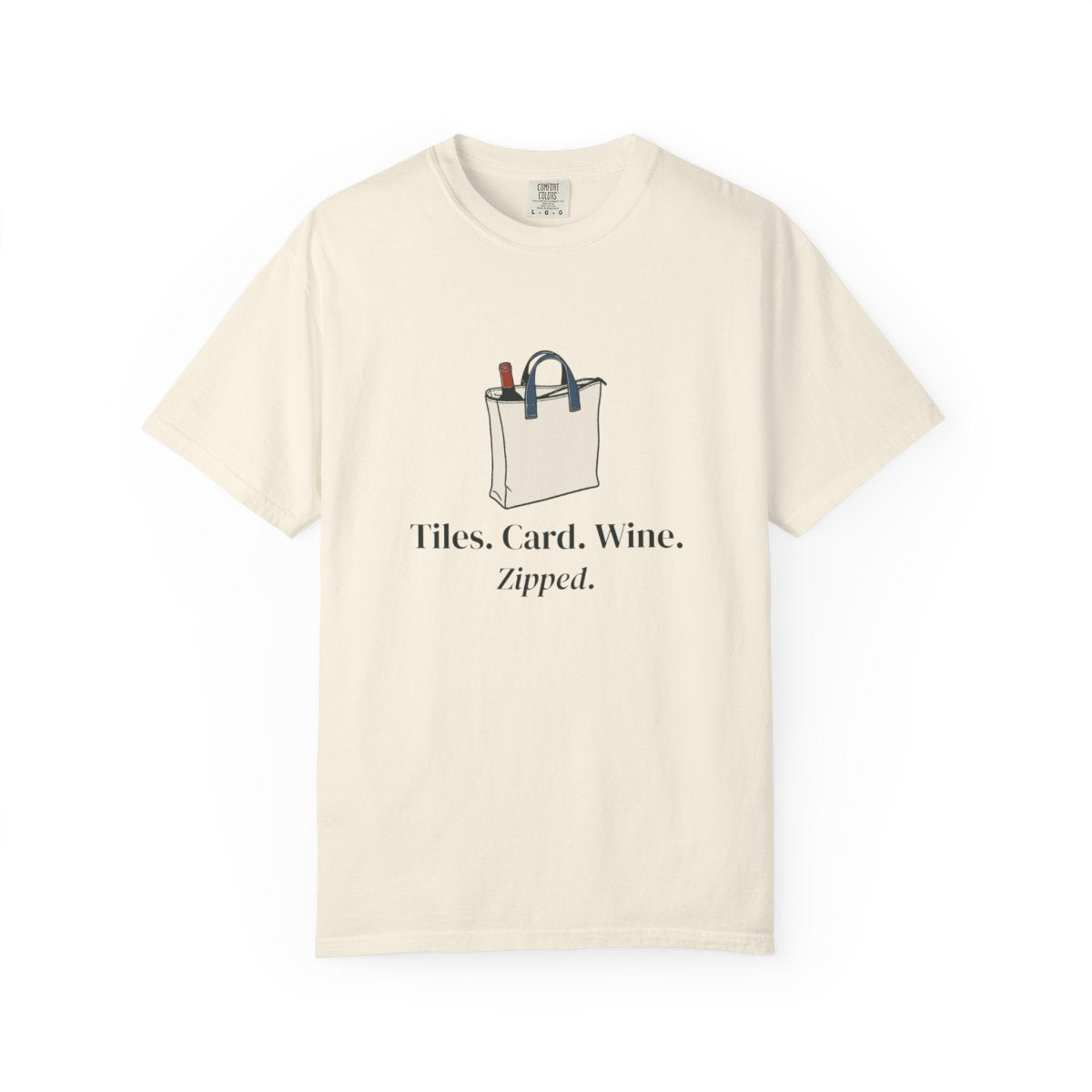 Tiles, Card, Wine Tee in Ivory, front view