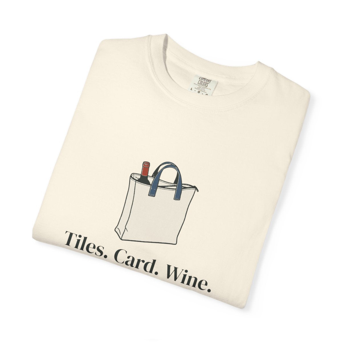 Tiles, Card, Wine Tee in Ivory, folded