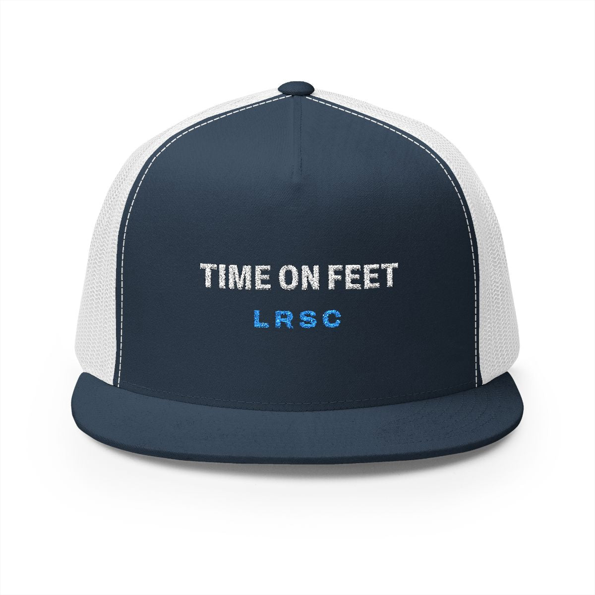 Time on Feet Trucker Cap in Navy/White, front view