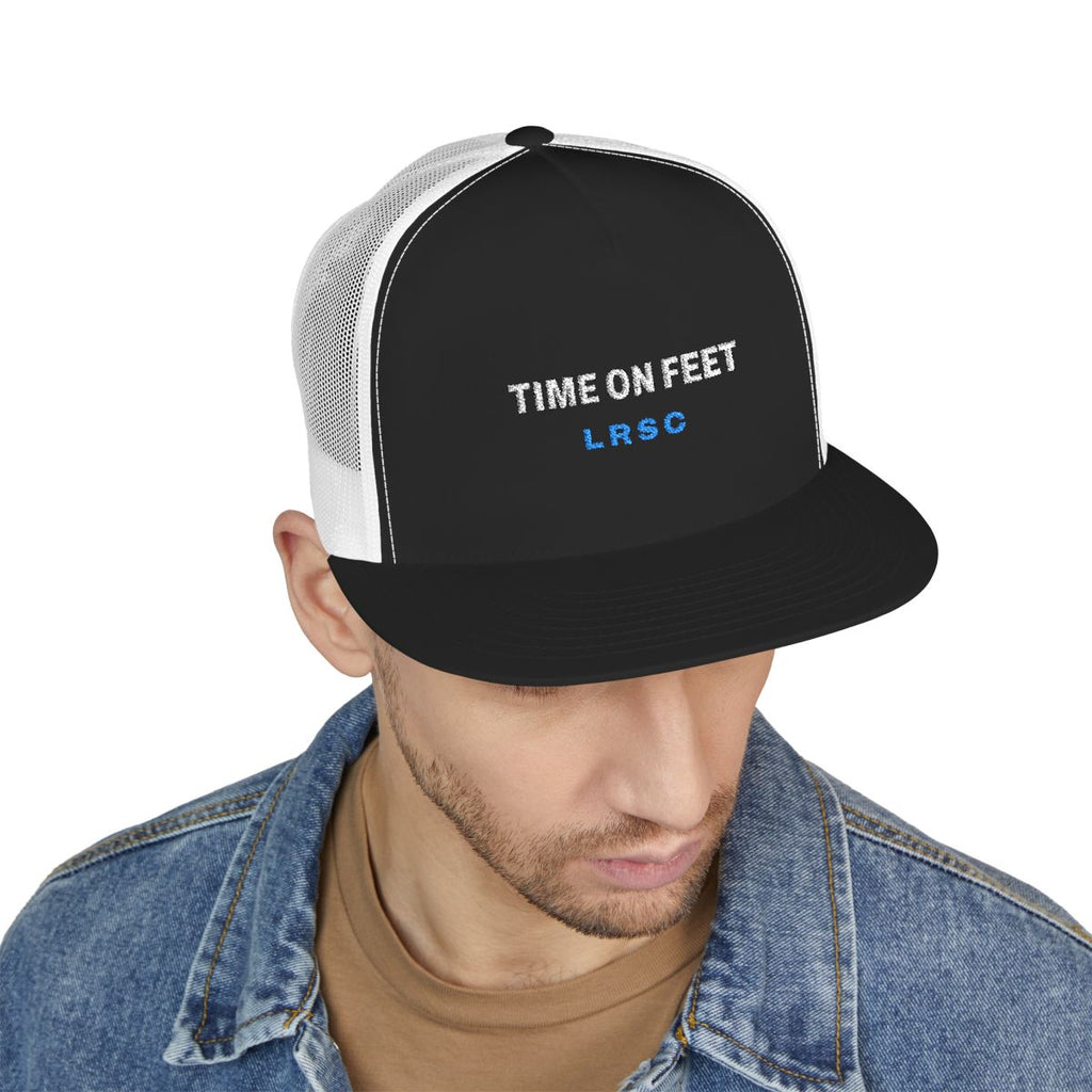 Time on Feet Trucker Cap in Black/White, on model