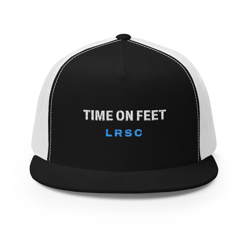 Time on Feet Trucker Cap in Black/White, front view