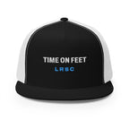 Time on Feet Trucker Cap in Black/White, front view