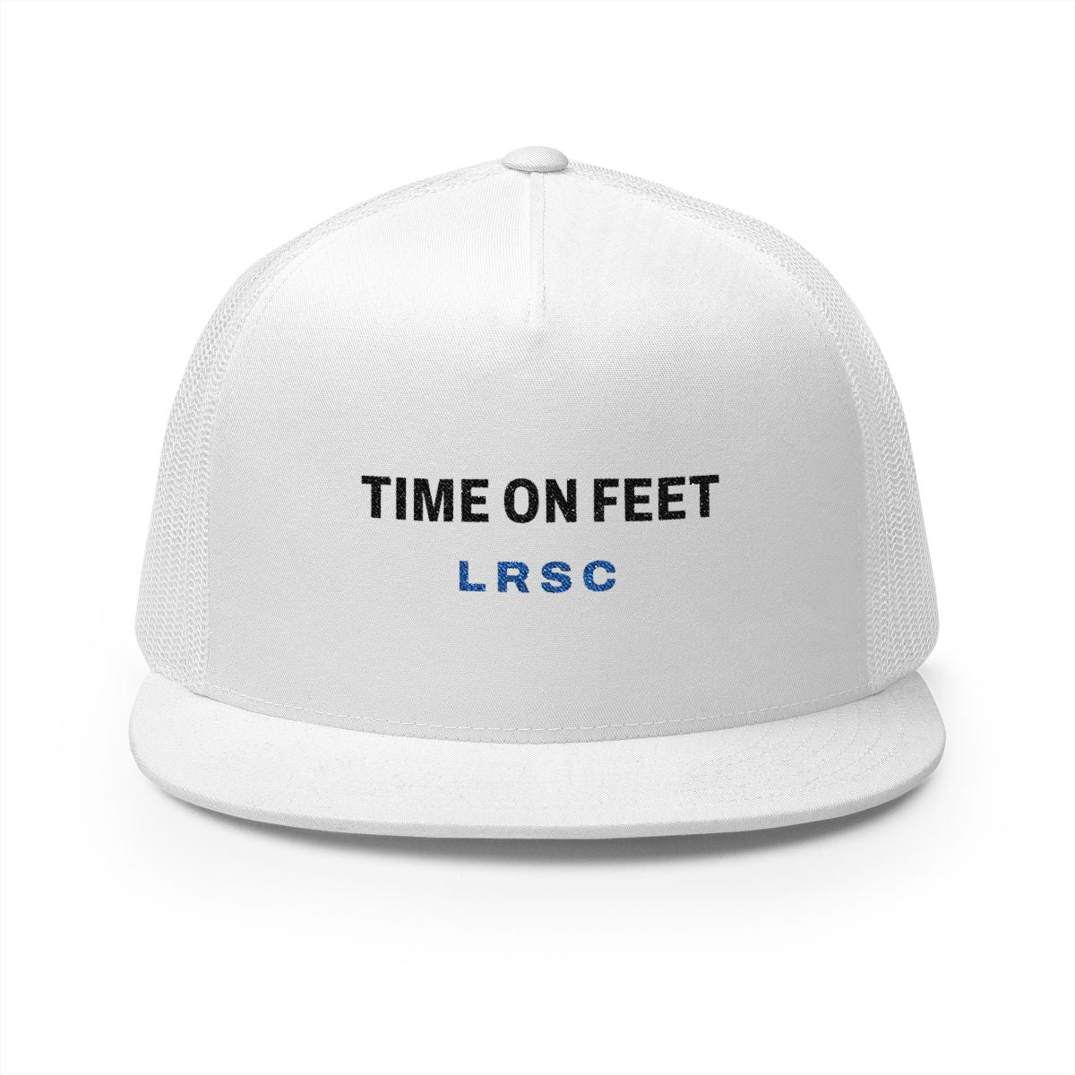 Time on Feet Trucker Cap in White, front view