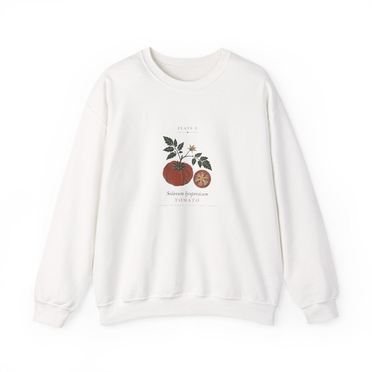 Tomato Plate Crewneck in White, front view