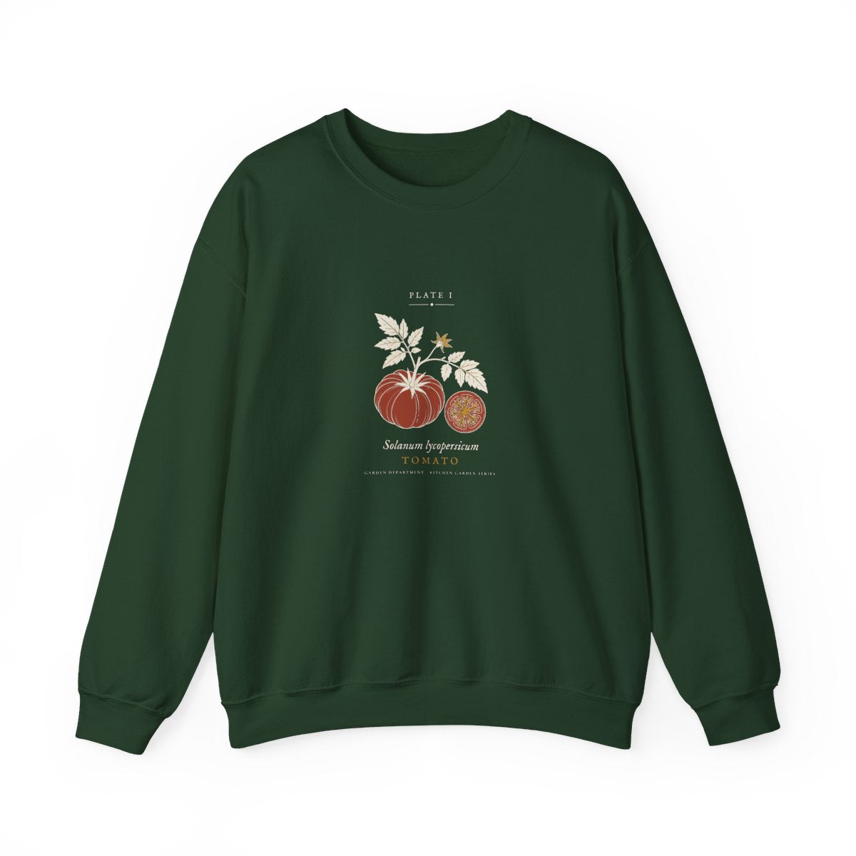 Tomato Plate Crewneck in Forest Green, front view