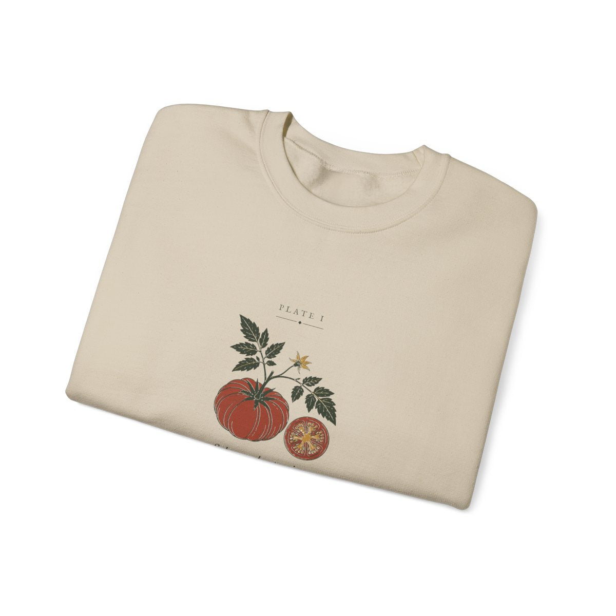 Tomato Plate Crewneck in Sand, folded