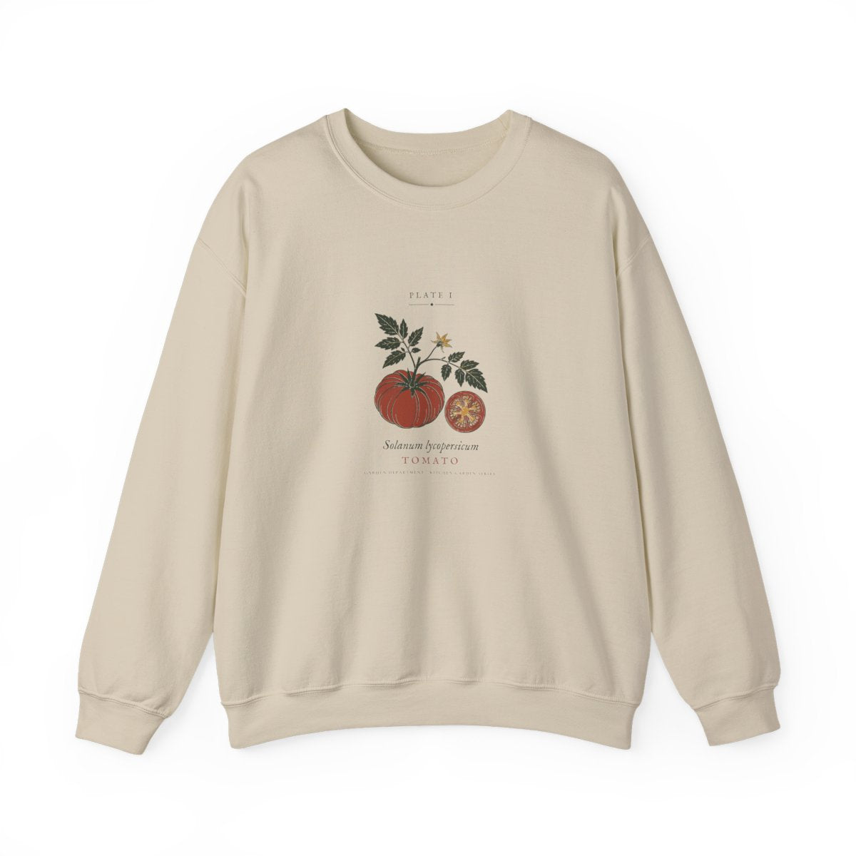 Tomato Plate Crewneck in Sand, front view