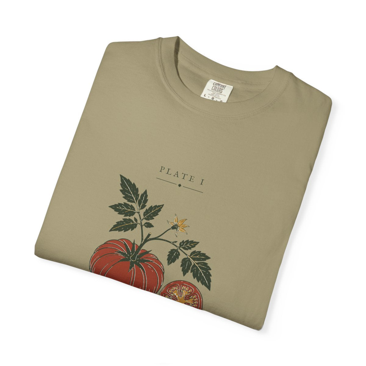Tomato Plate Tee in Khaki, folded